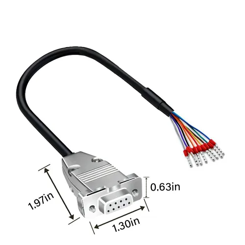 Vista 2 de Cable de extensión serie hembra DB9 de 5 pies con carcasa