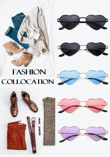 Vista 7 de Gafas de sol polarizadas con forma de corazón para mujer, con marco de metal