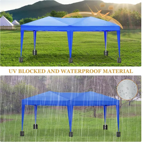 Vista 5 de 10x20 Azul Carpa Plegable para Exterior con 6 Paredes Laterales, Carpa para Bodas y Fiestas al Aire Libre Resistente al Agua para Fiestas UV50