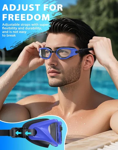 Vista 5 de Gafas de Natación, Gafas de Natación Unisex para Adultos Anti Niebla Anti UV Sin Fugas Visión Amplia para Hombres Mujeres Jóvenes
