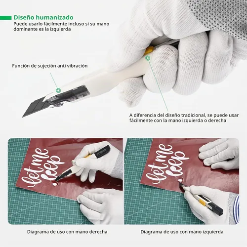 Vista 3 de FOSHIO Cuchillo de manualidades para arte, manualidades, fabricación de modelos, cuchillo utilitario retráctil con bloqueo automático con 10