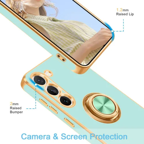 Vista 2 de Fingic Funda para Samsung Galaxy S23 Plus, Galaxy S23 Plus con soporte de anillo de 360°, funda para teléfono para mujeres y niñas, soporte