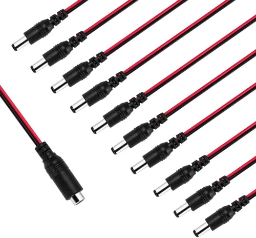 Vista 2 de Cable de alimentación de CC de 12 V 5 A, conectores macho hembra para cámara de seguridad CCTV, conectores adaptadores de corriente