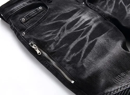 Vista 6 de Liuhond Skinny Slim Fashion - Jeans elásticos de motociclista de Hip Hop con agujeros rectos rasgados.