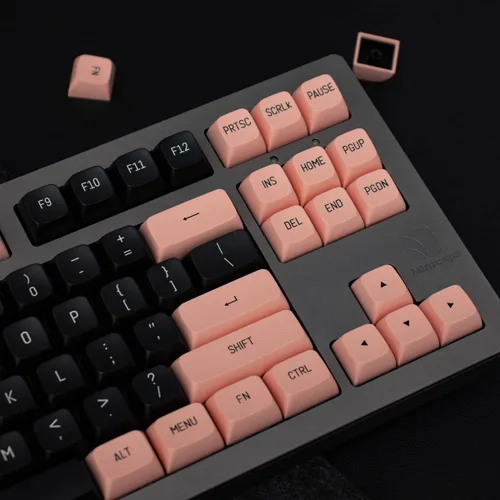 Vista 5 de Teclas rosadas y negras de 150 teclas Doubleshot MSA Profile Custom Keycaps para teclado de juegos 61/64/68/84/87/96/104/108