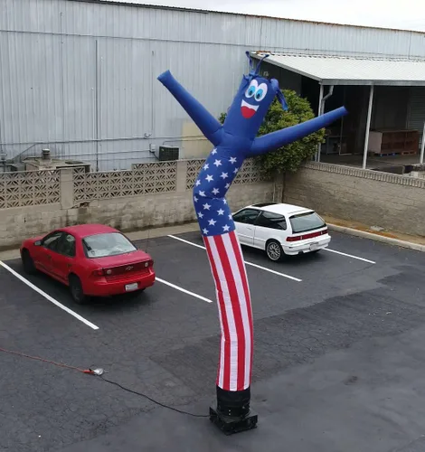 Vista 5 de American Flag USA - Tubo inflable de 20 pies de alto para hombre, marioneta agitadora para exteriores, solo bailarín de repuesto, el motor no está