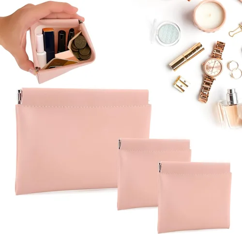 Vista 15 de BUSOHA Pequeña bolsa de maquillaje para bolso, mini bolsas de cosméticos portátiles para mujeres, monedero, lápiz labial, organizador de accesorios