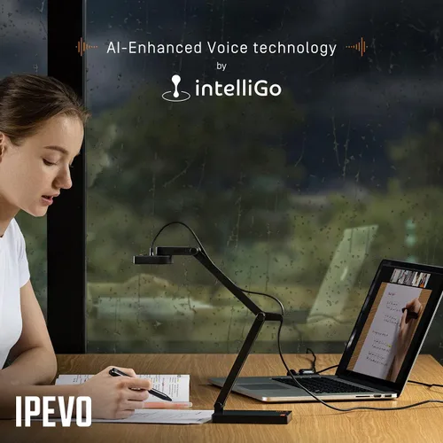 Vista 8 de IPEVO V4K PRO Cámara de documentos USB Ultra HD con micrófono mejorado con AI, para visualización en aula, enseñanza en línea, trabajo desde casa