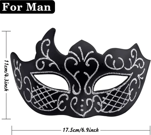Vista 3 de SIQUK Máscaras de máscaras de metal veneciano para parejas, máscara de disfraz de Halloween, máscara de Mardi Gras para parejas, mujeres y hombres