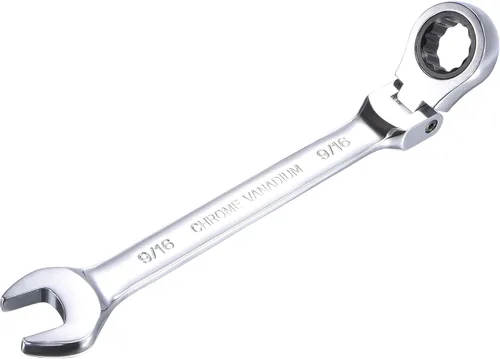Vista 19 de uxcell Llave combinada de trinquete de cabeza flexible de 9/32 pulgadas SAE 72 dientes 12 puntos de trinquete de caja terminada herramientas