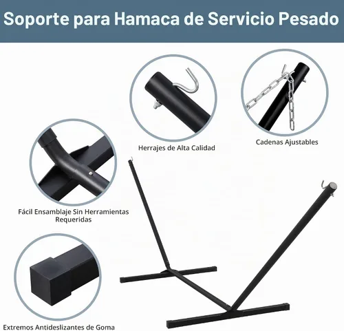 Vista 5 de ANOW Hamaca doble con combo de soporte de acero resistente de 12 pies