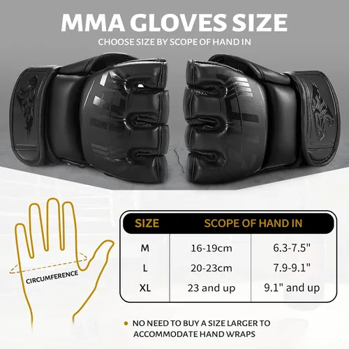 Vista 2 de Guantes MMA para hombres y mujeres, guantes de boxeo para saco de boxeo, sparring, entrenamiento, muay thai, artes marciales, guantes de medio