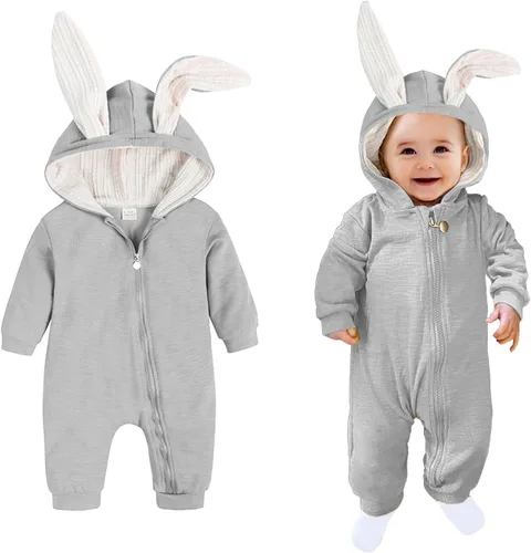 Vista 16 de AGQT Baby Bunny Costume Infant Girl Boy Easter Halloween Outfit Size 0-24M 7108a# Blanco -1pcs