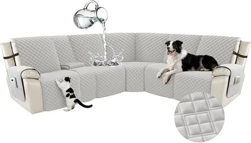 Vista 38 de Arfntevss Fundas para sofá seccional reclinable para sofá seccional en forma de L, funda antideslizante lavable para sofá reclinable con forma de L