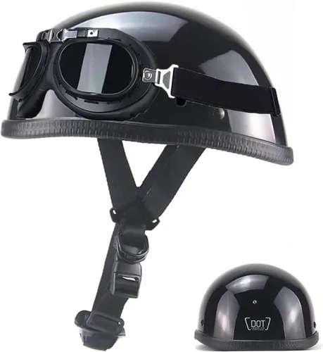 Vista 9 de Casco retro para jóvenes y adultos, casco clásico, medio casco, casco de motocicleta de perfil bajo, casco abierto para hombres y mujeres, aprobado