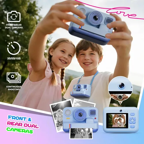 Vista 5 de Cámara de impresión instantánea para niños, regalos de cumpleaños de Navidad para niñas y niños de 3 a 15 años, cámara de video digital portátil