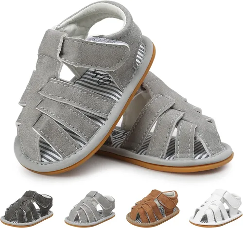 Vista 13 de Sandalias para bebé niña niño, suela antideslizante suave de primera calidad, sandalias de bebé para bebé, zapatos de playa casuales de verano