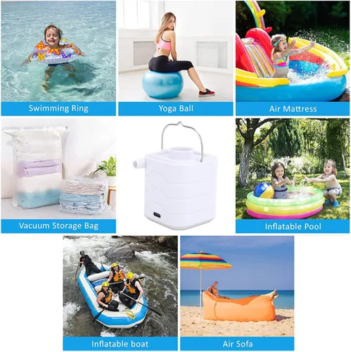 Vista 3 de Bomba de aire pequeña y portátil Ultra Mini, inflable de 38000 RPM, flotadores de piscina, viajes, camping, inflador de colchón de aire recargable