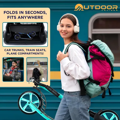 Vista 7 de Patinete Cruiser para exteriores a partir de 6 años, para niños, adolescentes y adultos, carga máxima de 250 libras, plegable, ruedas de 8 pulgadas
