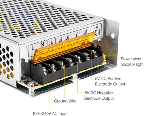 Vista 4 de BTF-LIGHTING AC100-240V a DC5V20A Máx100W Dispositivo Transformador Adaptador Convertidor de Fuente de Alimentación de Conmutación para Tira
