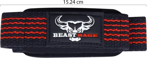 Vista 6 de BEAST RAGE Correas de muñeca de levantamiento de pesas de alta resistencia, figura de 8 bucles, levantamiento de pesas, correa de levantamiento