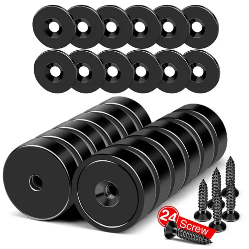 Vista 10 de MIKEDE - Paquete de 12 imanes de neodimio fuertes de 20 libras avellanados para pared Negro-1
