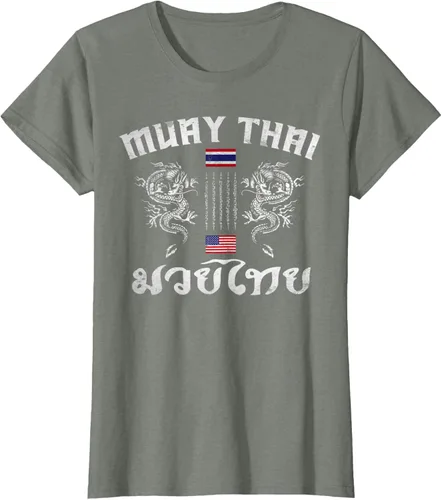 Vista 18 de Camiseta de equipo de entrenamiento de boxeo Muay Thai con bandera estadounidense de Tailandia, Negro, S