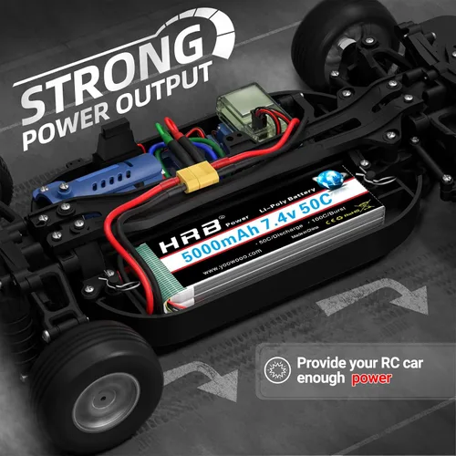 Vista 2 de HRB 7.4V 5000mAh 50C XT60 Lipo Batería Compatible con RC Car RC Plane RC Truck RC Boat