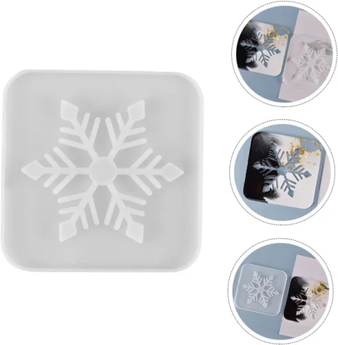 Vista 8 de CORHAD 1 posavasos de copo de nieve de silicona hueca para tapete de copa, posavasos de copo de nieve antiadherente, fácil de limpiar