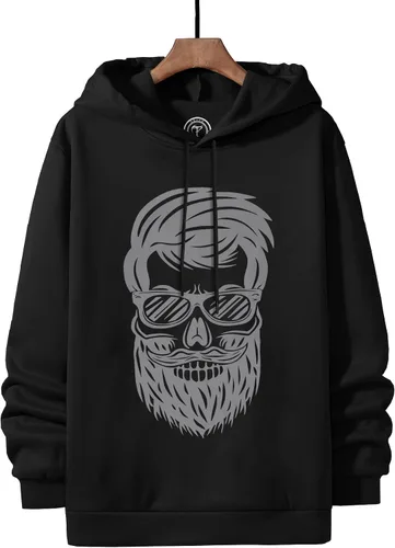 Vista 3 de Sudadera con capucha con estampado de barba para hombre, forro polar, transpirable, absorbe la humedad, sudadera para hombre