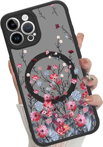 Vista 21 de Funda magnética para iPhone 17 Pro [compatible con MagSafe], bonita funda de moda con estampado de leopardo negro, translúcida, mate, parte trasera