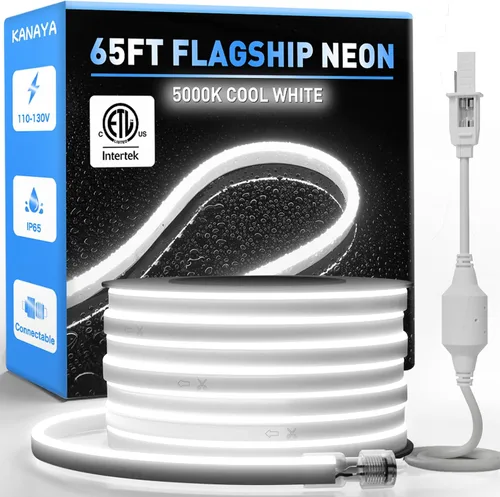 Vista 23 de KANAYA Luz de cuerda LED de neón de 16 pies con certificación ETL, CA 110V-120V conectable cortable iluminación IP65 impermeable, para decoración