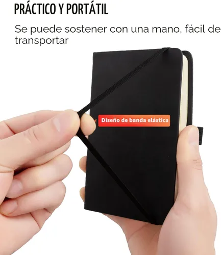 Vista 2 de 2Pack Cuaderno de Bolsillo Pequeño Cuaderno Diario 4 pulgadas x 5.7 pulgadas 200 Páginas Cubierta de Cuero Con Porta Lápiz Marcador de Páginas Negro
