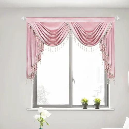 Vista 77 de VOGOL Cenefa de cortinas de terciopelo grueso para dormitorio, cenefas de cascada de lujo con aislamiento térmico dorado para sala de estar formal