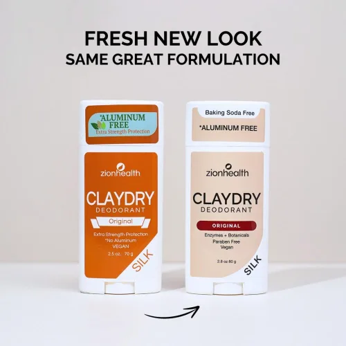 Vista 2 de Clay Dry Silk Desodorante Original Zion Health en barra de 2.8 onzas