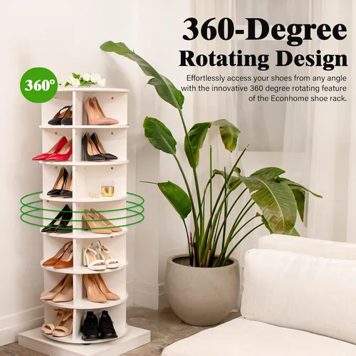 Vista 4 de EconoHome Zapatero giratorio de 360°, organizador de zapatos giratorio de 7 niveles, organizador de zapatos giratorio con capacidad para hasta 35