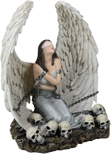 Vista 3 de Ebros Gift Espíritus cautivos con los ojos vendados Ángel de pureza atado en cadenas por Graveyard of Skulls Figurine Fantasy Gothic Spirit Ocultit