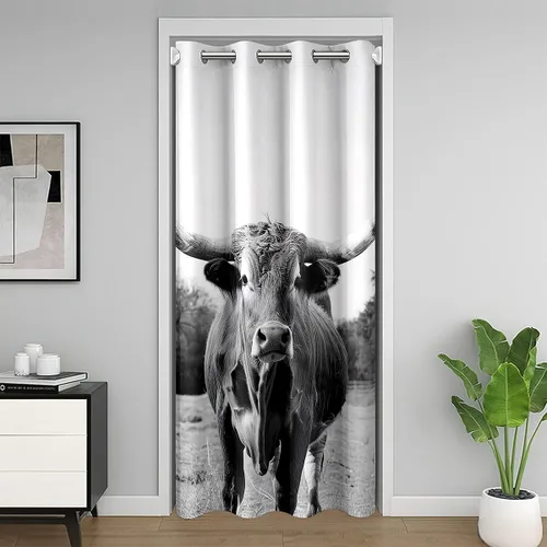 Vista 12 de Cortina opaca bohemia floral para dormitorio, cortina bohemia para puerta, 34 pulgadas de ancho x 80 pulgadas de largo, cortina de jardín de plantas