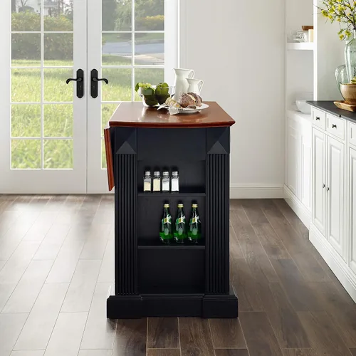 Vista 10 de Crosley Furniture Isla de cocina Drop Leaf/Barra de desayuno, negro