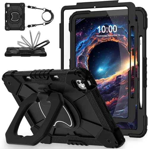 Vista 17 de WESOROL Funda para iPad Air de 13 pulgadas M4/M3/M2 2026/2025/2024 con soporte para lápiz, protector de pantalla, soporte giratorio de 360°, funda