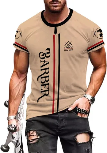 Vista 5 de AOVL - Camisas de peluquería con nombre personalizado 3D para hombres, camisa de peluquería personalizada para hombres y mujeres, camisa