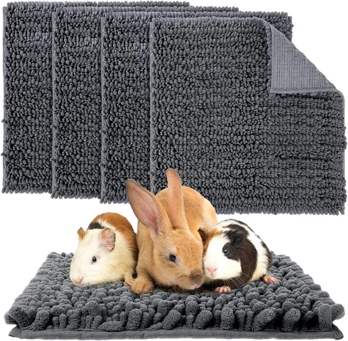 Vista 25 de Amylove 4 piezas de forro para jaula de conejillo de indias, ropa de cama para conejillo de indias, alfombrilla para puerta de perro para patas