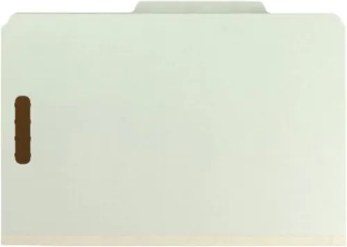Vista 6 de Smead Carpeta de archivos de clasificación de cartón prensado 100% reciclado, 2 divisores, expansión de 2 pulgadas, tamaño legal, gris/verde, 10 por