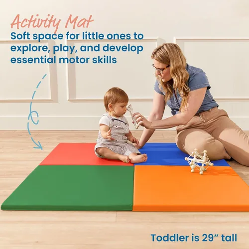 Vista 3 de ECR4Kids SoftZone Play Patch - Tapete de actividades cuadrados, tapete de juego modular, surtido, paquete de 4
