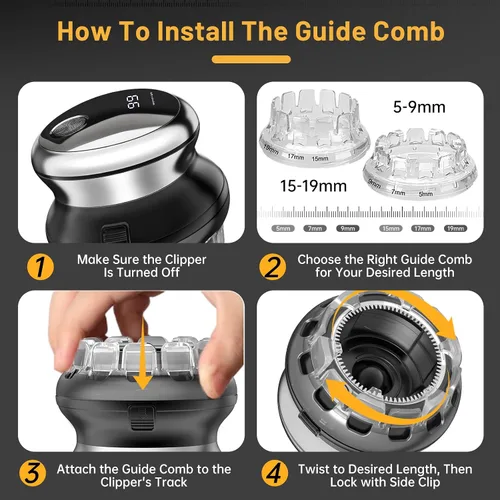 Vista 5 de Moricsom® Kit de corte de pelo automático para hombres, cortapelos inalámbrico recargable por USB y recortadora de pelo circular automática, peines