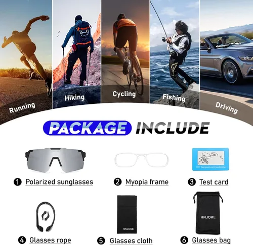 Vista 6 de Sports Polarized Sunglasses, UV 400 Protection Sun Glasses Women, Mens Glasses for Cycling Biking Running