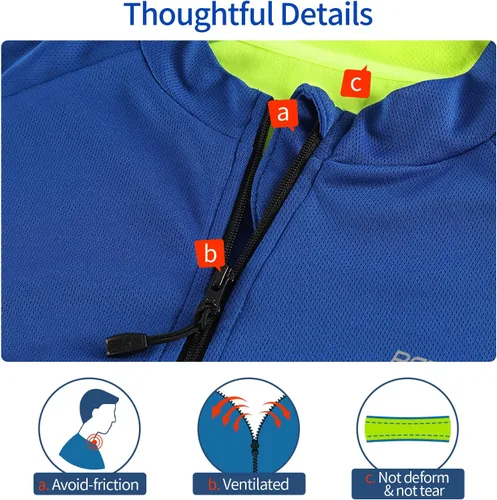 Vista 5 de BERGRISAR Camisetas básicas de ciclismo para hombre, manga corta, para bicicleta de montaña, con bolsillos con cremallera