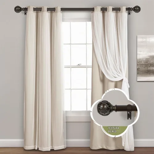 Vista 9 de TANGWIN Barras de Cortina de Granja de Bronce para Ventanas: Barra de Cortina Ajustable de Servicio Pesado de 18-45 Pulgadas para Dormitorio, Sala