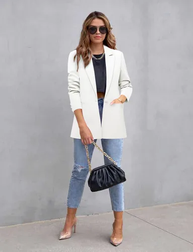 Vista 3 de CHICZONE Womens Casual Blazer Long Sleeve Open Front Lapel Button Work Office Blazer Jacket