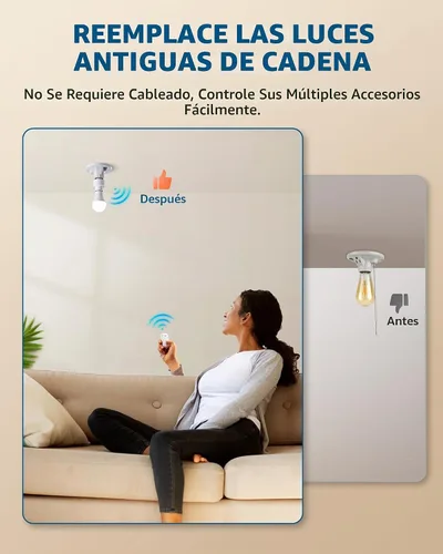 Vista 2 de DEWENWILS - Enchufe de luz inalámbrico con control remoto con interruptor, no necesita cableado